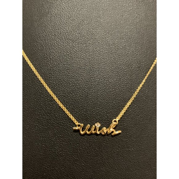 18K Gold Necklace Chain Wish Cubic Zirconia 17 inches 1 inch extension 2.43 gram - Picture 5 of 6